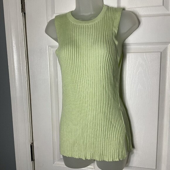 TOPSHOP Ribbed Knit Tank Green - Picture 5 of 16
